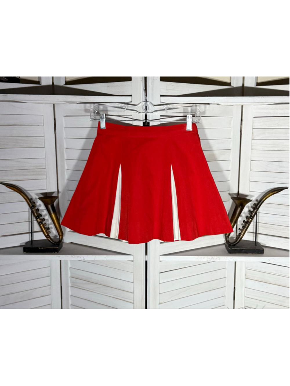 Vintage 90s cheerleader mini skirt white red pleated costume cosplay pinup sz S